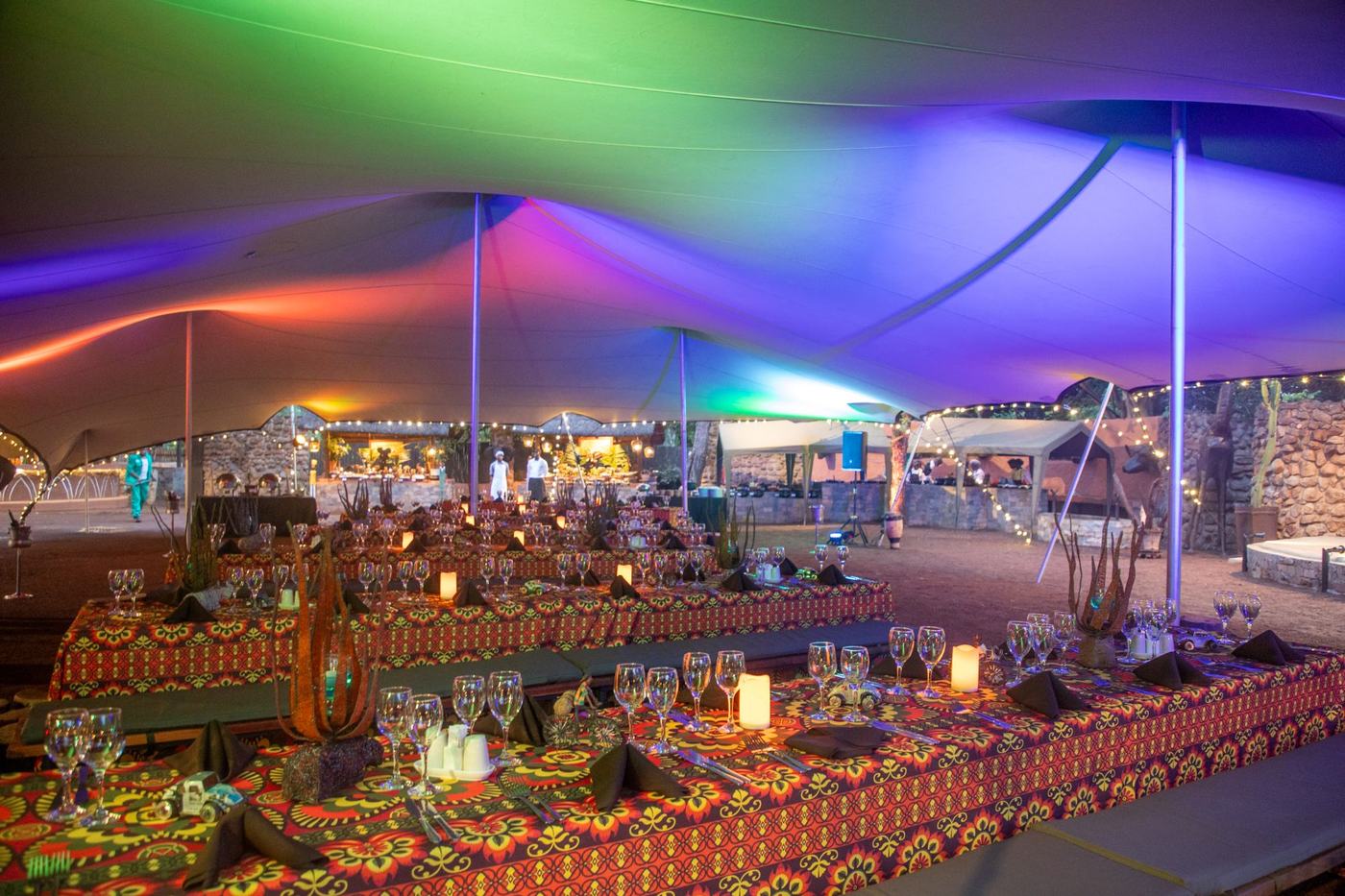 Boma dinner setup in Zambia