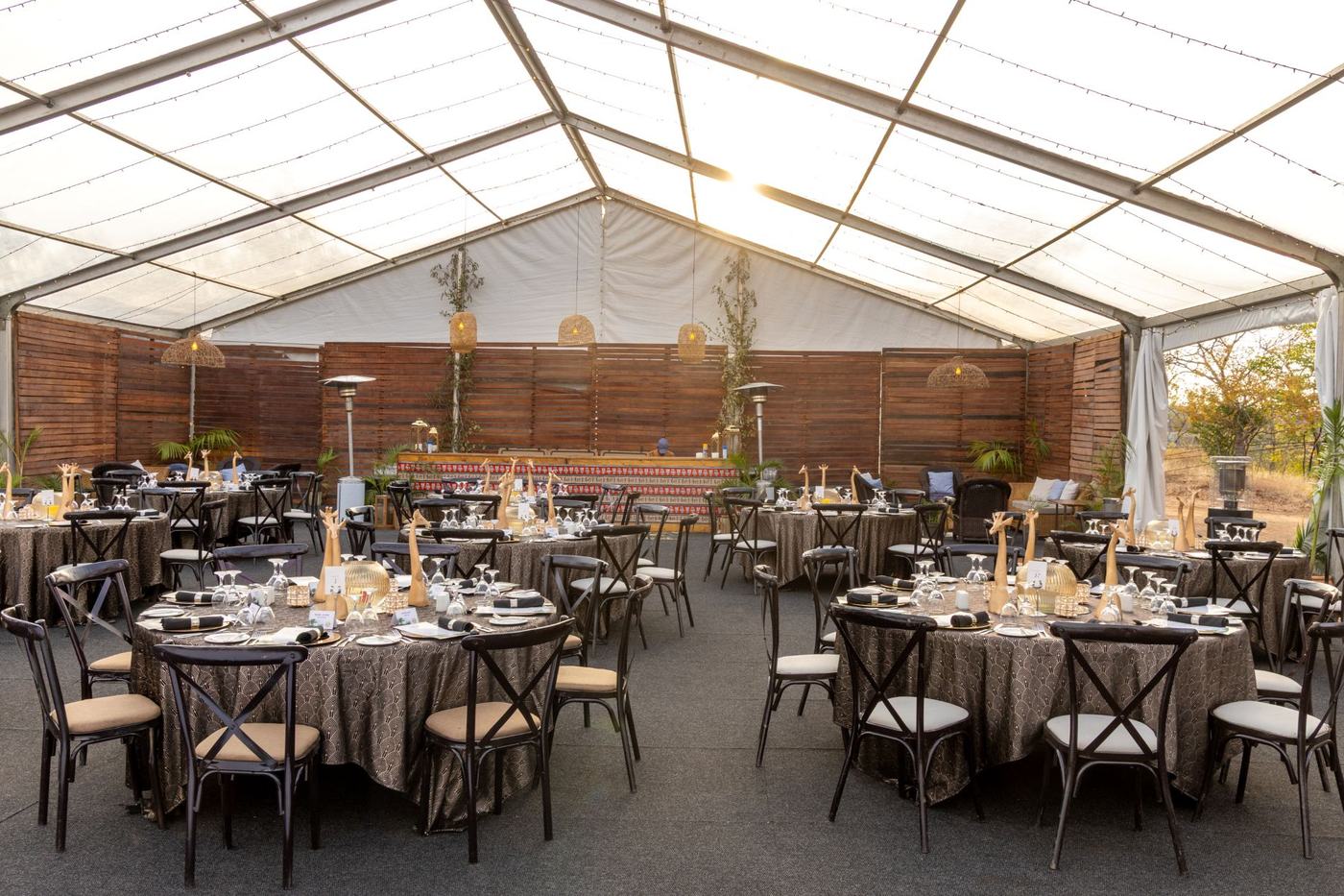 Gala dinner setting in Zambia